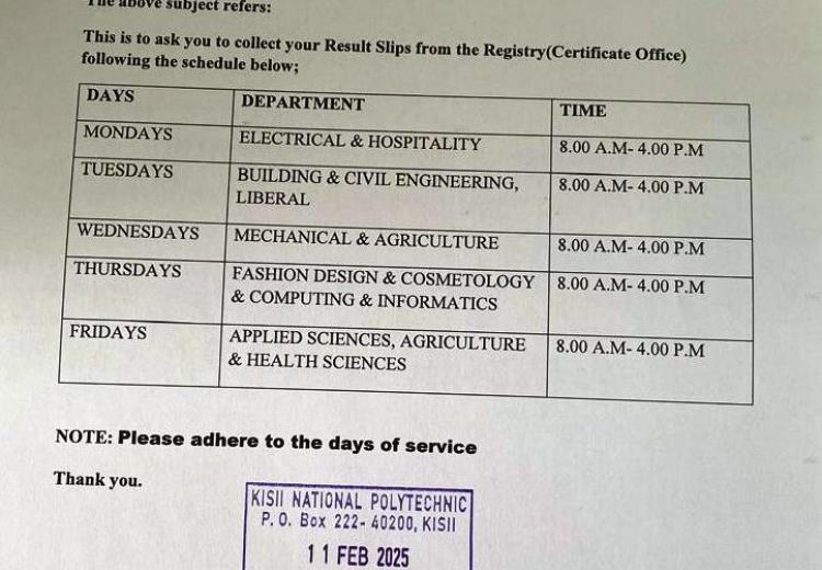 schedule of cdacc result slip collection